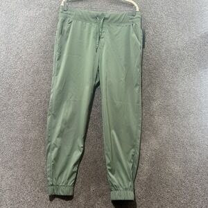 Eddie Bauer Track Jogger Pants Women Large Green Moisture Wicking Pockets Hiking
